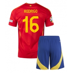 Fotbollsset Barn Spanien Rodri Hernandez #16 Hemmatröja EM 2024 Mini-Kit Kortärmad (+ korta byxor)