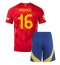 Fotbollsset Barn Spanien Rodri Hernandez #16 Hemmatröja EM 2024 Mini-Kit Kortärmad (+ korta byxor)