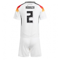 Fotbollsset Barn Tyskland Antonio Rudiger #2 Hemmatröja EM 2024 Mini-Kit Kortärmad (+ korta byxor)