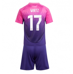 Fotbollsset Barn Tyskland Florian Wirtz #17 Bortatröja EM 2024 Mini-Kit Kortärmad (+ korta byxor)