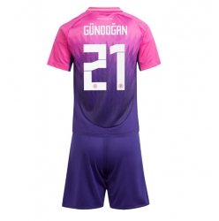 Fotbollsset Barn Tyskland Ilkay Gundogan #21 Bortatröja EM 2024 Mini-Kit Kortärmad (+ korta byxor)