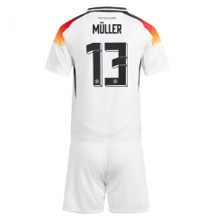 Fotbollsset Barn Tyskland Thomas Muller #13 Hemmatröja EM 2024 Mini-Kit Kortärmad (+ korta byxor)