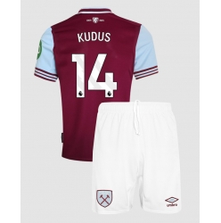 Fotbollsset Barn West Ham United Mohammed Kudus #14 Hemmatröja 2024-25 Mini-Kit Kortärmad (+ korta byxor)