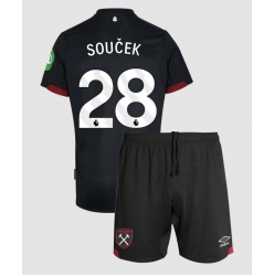 Fotbollsset Barn West Ham United Tomas Soucek #28 Bortatröja 2024-25 Mini-Kit Kortärmad (+ korta byxor)