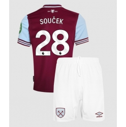 Fotbollsset Barn West Ham United Tomas Soucek #28 Hemmatröja 2024-25 Mini-Kit Kortärmad (+ korta byxor)