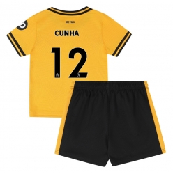 Fotbollsset Barn Wolves Matheus Cunha #12 Hemmatröja 2024-25 Mini-Kit Kortärmad (+ korta byxor)