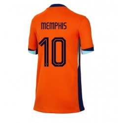 Nederländerna Memphis Depay #10 Hemmatröja EM 2024 Dam Kortärmad