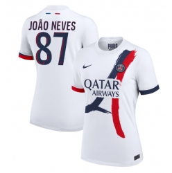 Paris Saint-Germain Joao Neves #87 Bortatröja 2024-25 Dam Kortärmad