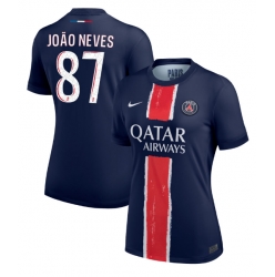 Paris Saint-Germain Joao Neves #87 Hemmatröja 2024-25 Dam Kortärmad