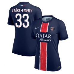 Paris Saint-Germain Warren Zaire-Emery #33 Hemmatröja 2024-25 Dam Kortärmad